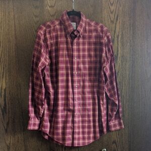 Brooks Brothers 346 Non Iron Burgundy Plaid Button Down Shirt